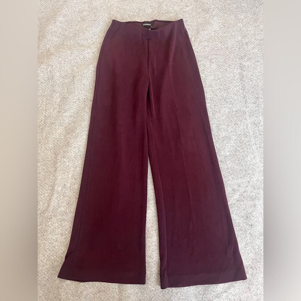 Express Wide-leg high-rise burgundy pants Sz S Pull On Business Casual Modal